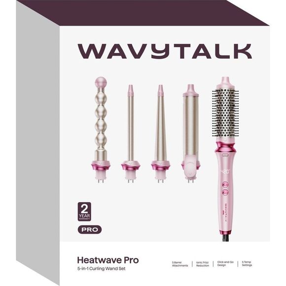 Wavytalk - Heatwave Pro 5-in-1 Curling Wand Set, Inc Pink - Picture 2 of 13